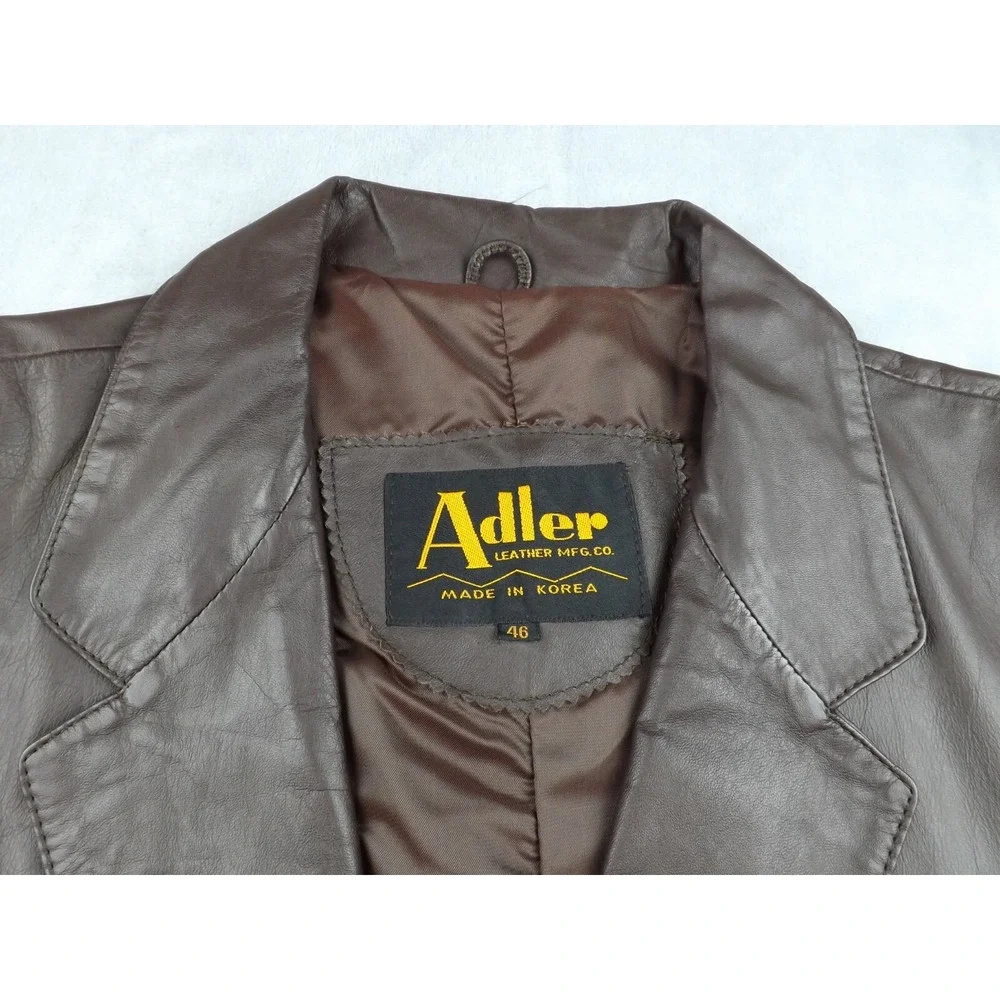 Adler Leather Jacket Vintage‎ Men's Size 46 Dark Brown Lined - Picture 7 of 16